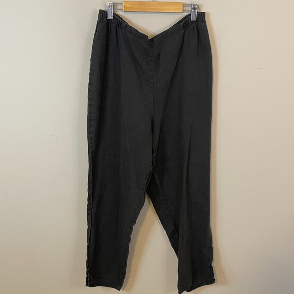 Flax 100% Linen High Rise Pull On Lagenlook Pants M - Picture 2 of 11